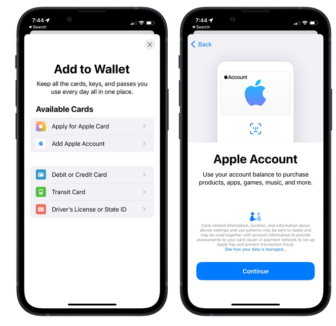 崂山苹果手机维修分享iOS 15.5钱包App如何添加 Apple 账户 